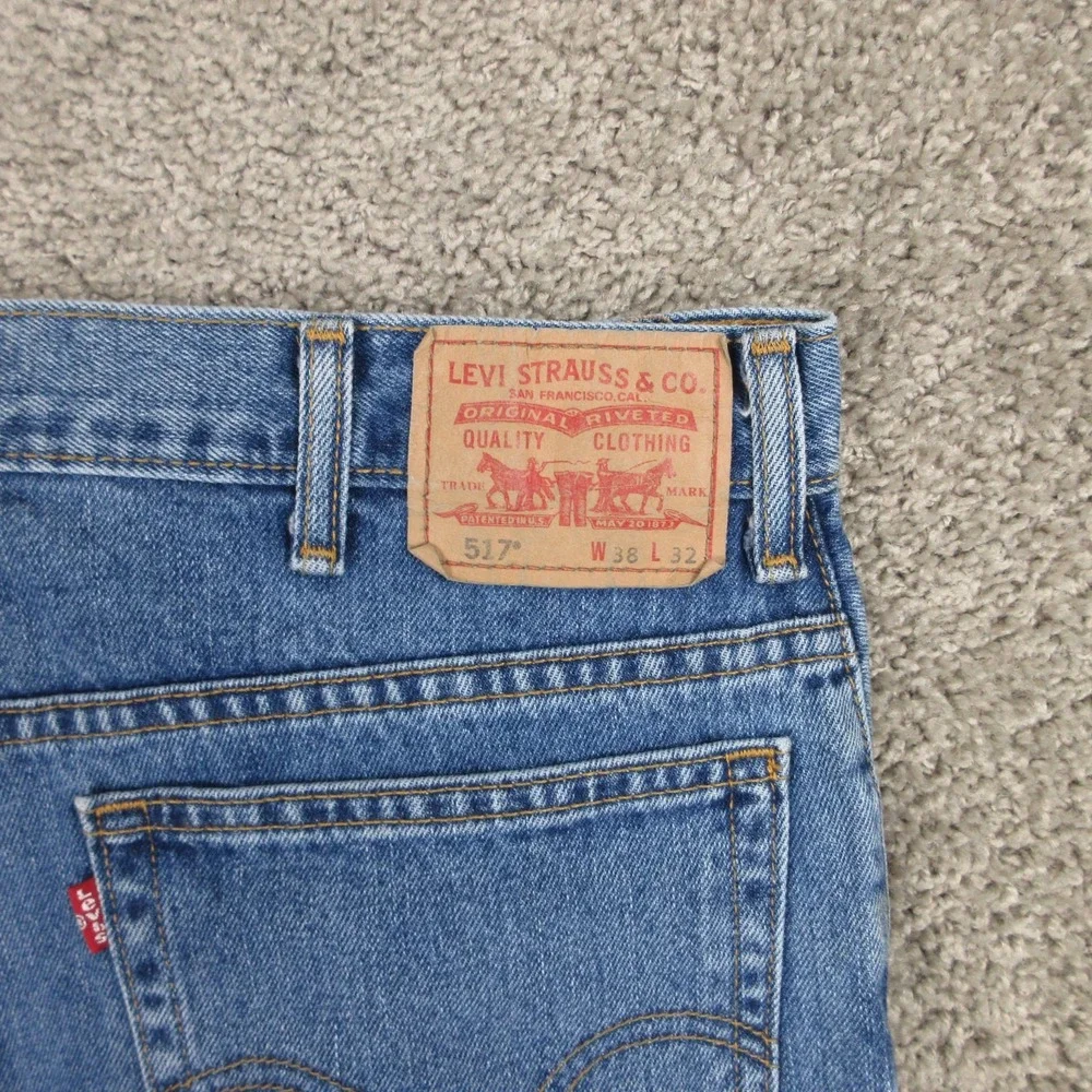 Levis Jeans Mens 38x32 Blue 517 Bootcut Western Cowboy Ranch Rodeo Denim Pants